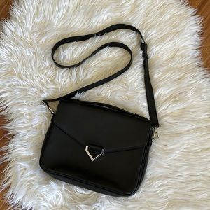 Vivienne Hu Black Leather Crossbody with Silver Hardware